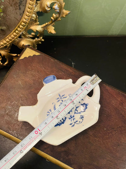 Blue Floral Ceramic Tea Bag Holder Vintage Tea Rest
