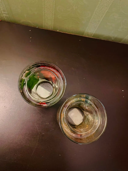 Set of 2 Decorative Botanical Gel Candles 4" Glass Holders