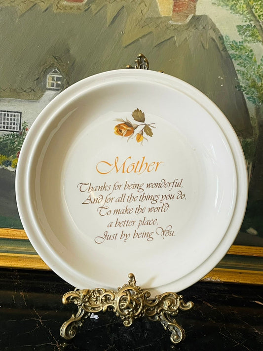 mother gift plate, vintage porcelain decor, sentimental mother poem, floral decorative plate, Mother's Day gift, collectible ceramic plate, vintage home decor, rose design plate, gift for mom, keepsake porcelain dish