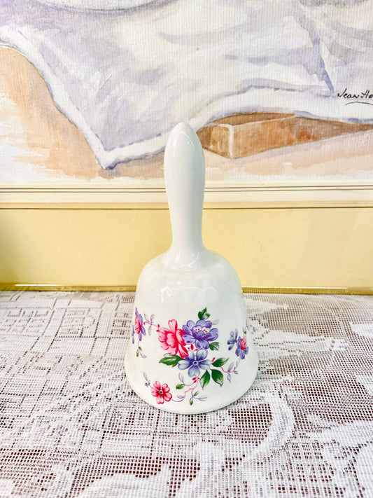 Vintage Porcelain Floral Bell – Pink & Purple Bloom