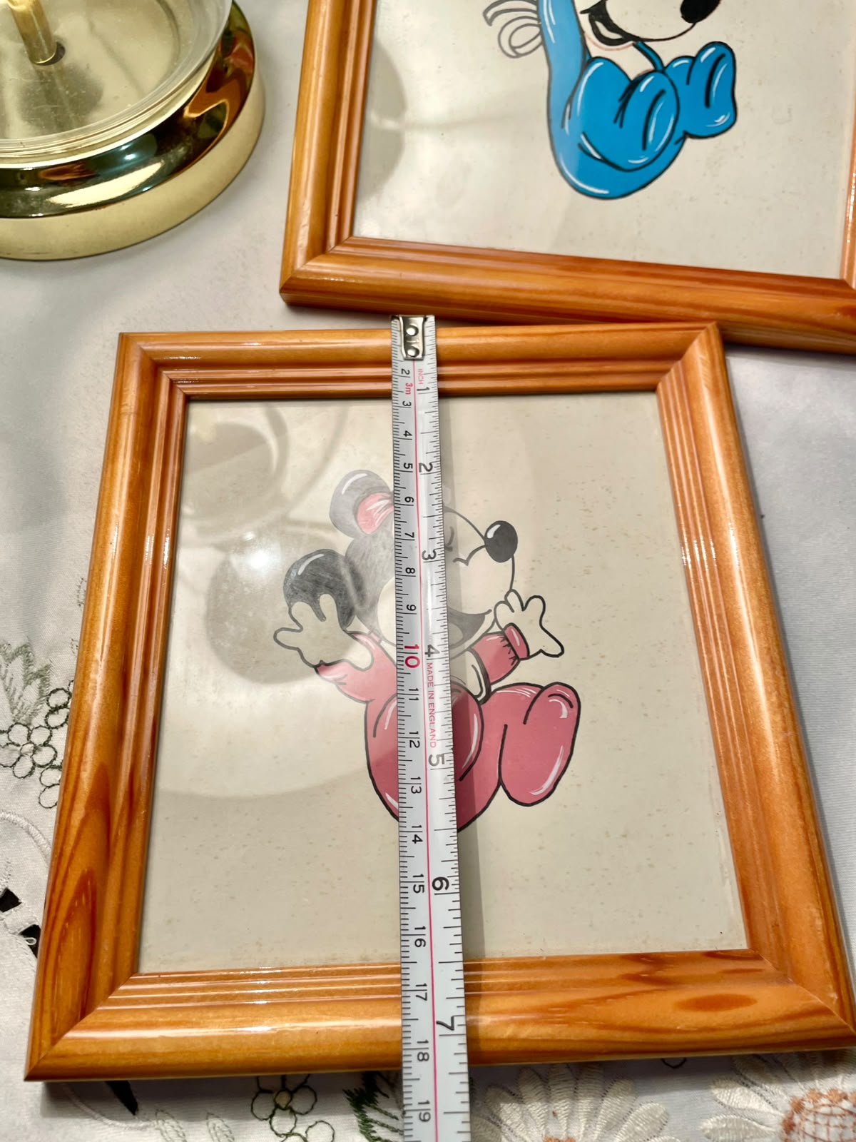 Vintage Disney Babies glass paintings featuring Baby Mickey Mouse and Baby Minnie Mouse Painting Set of 2 – 7 inches