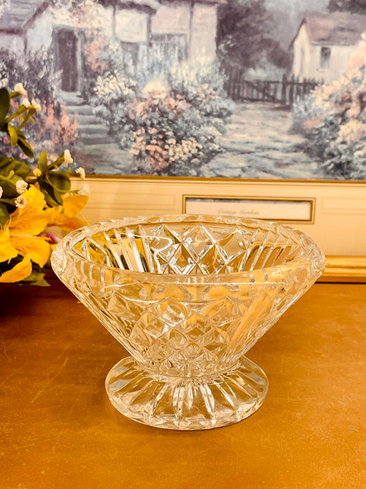 Vintage Cut Glass Pedestal – Elegant Serving Bowl