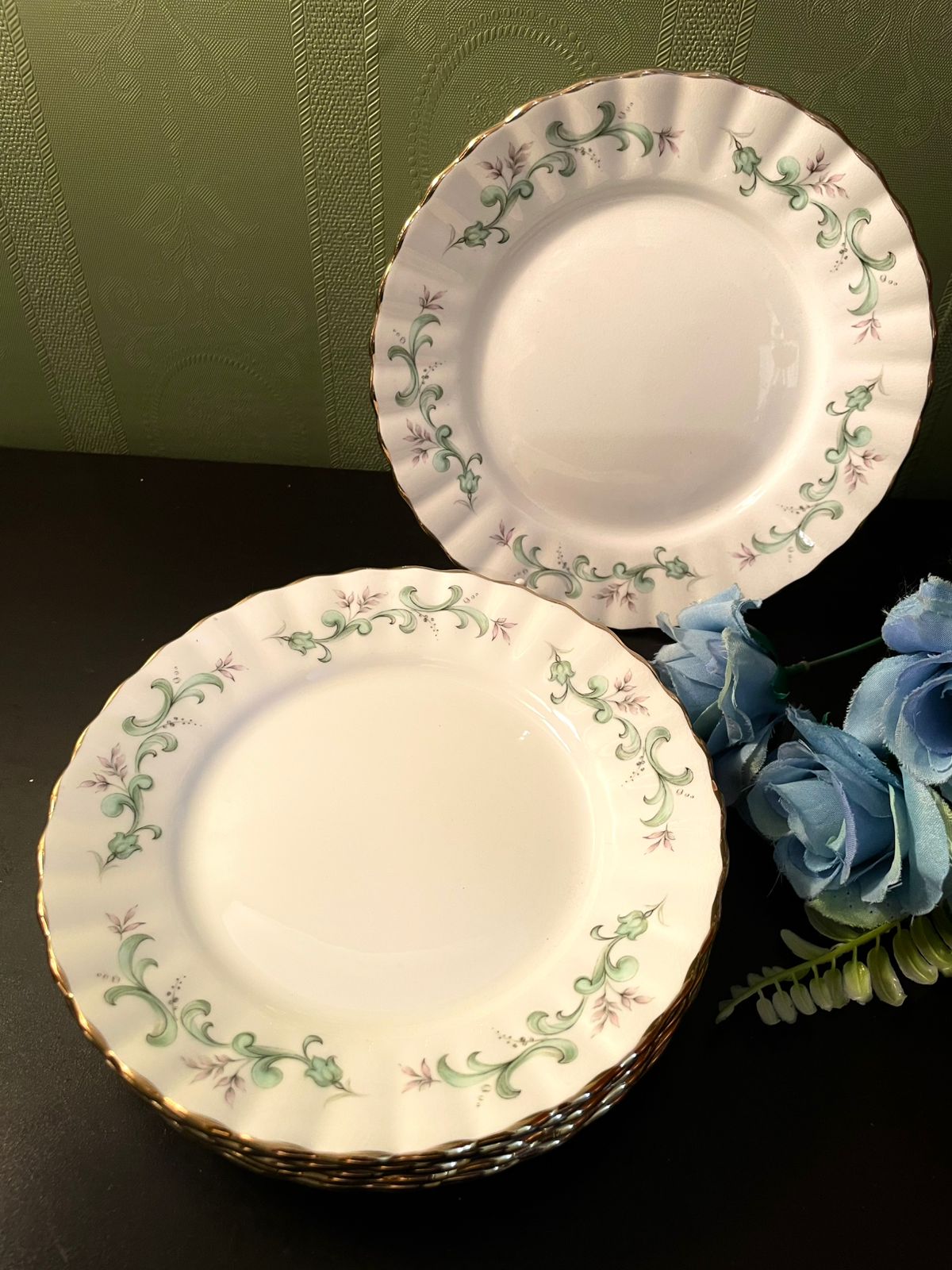 Salisbury Green Floral Bone China Tea Plates Set of 6
