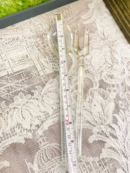 Crystal Salad Servers Set Fork & Spoon