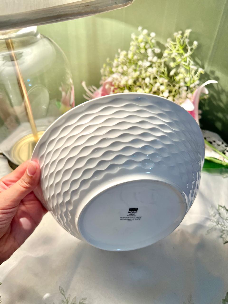 F&F Home Soho White Fine China Serving Bowl 22 cm