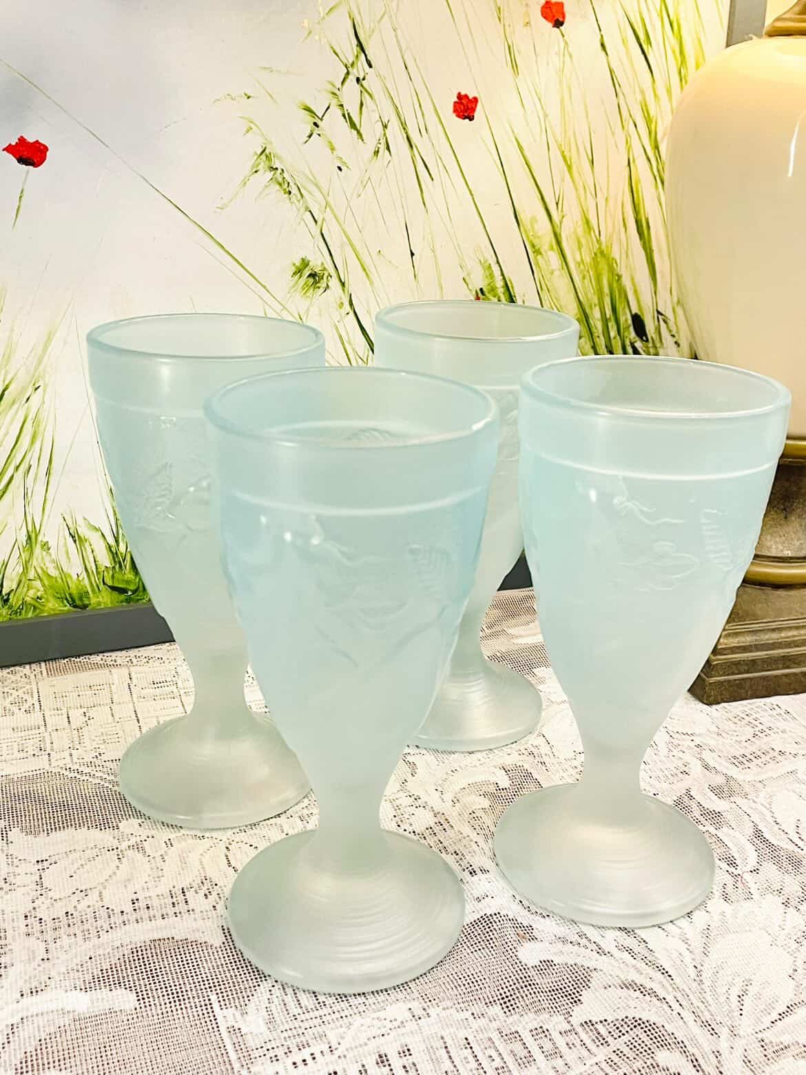 Frosted Crystal 3D Fruit Goblets Set of 4