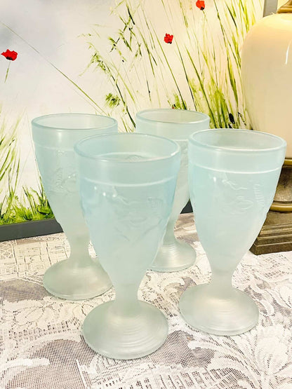 Frosted Crystal 3D Fruit Goblets Set of 4