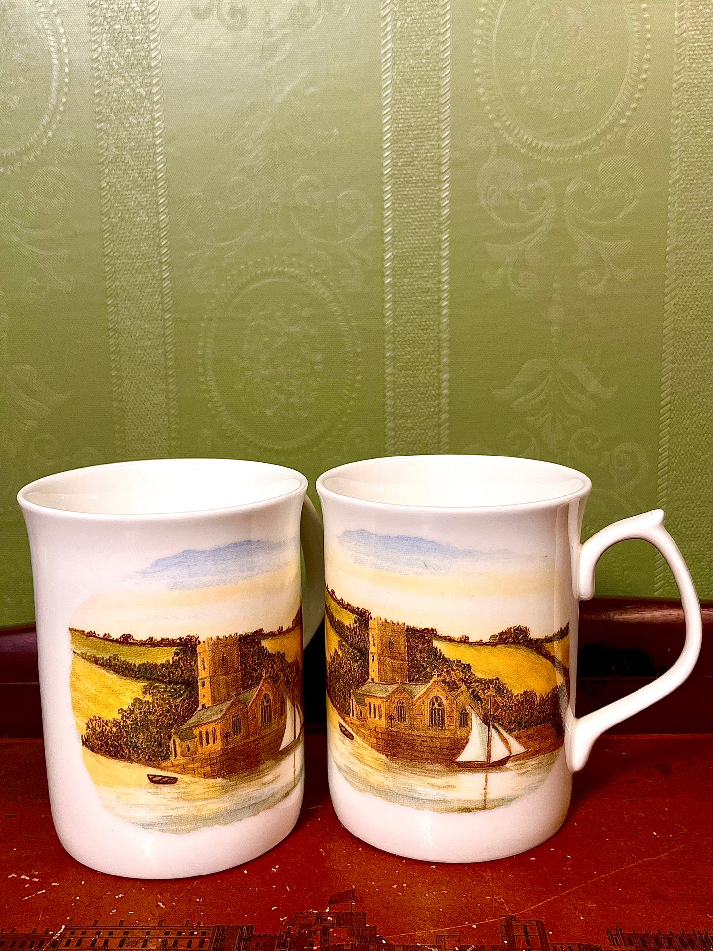 J & S Chown Cornwall Fine Bone China Scenic Mugs Set of 2