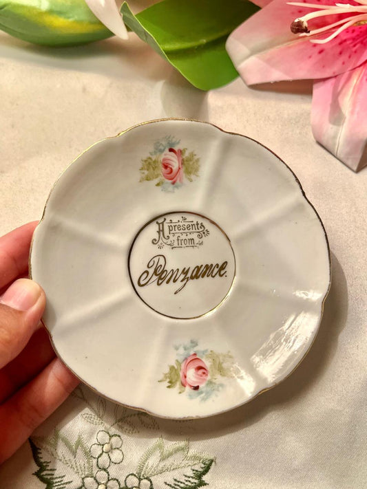 Penzance Pink Rose Souvenir Dish – Approx. 5 Inch