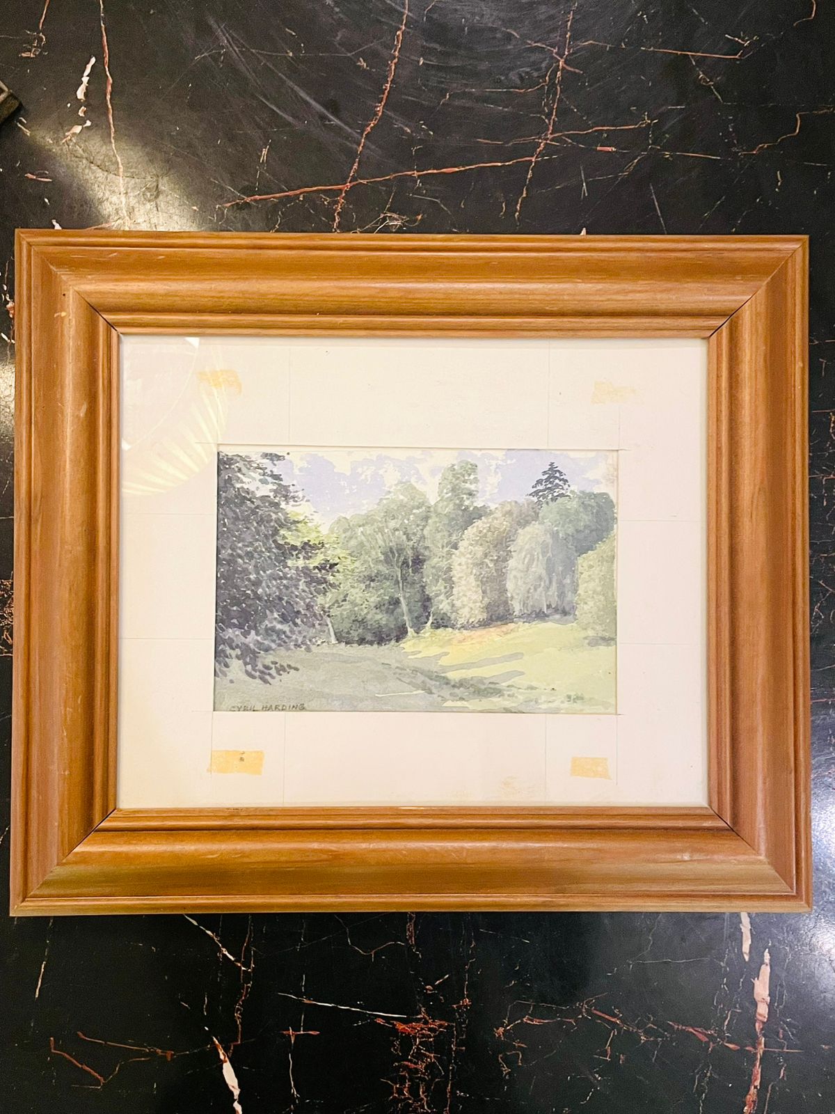 Framed Woodland Landscape Watercolour Painting 14 inch