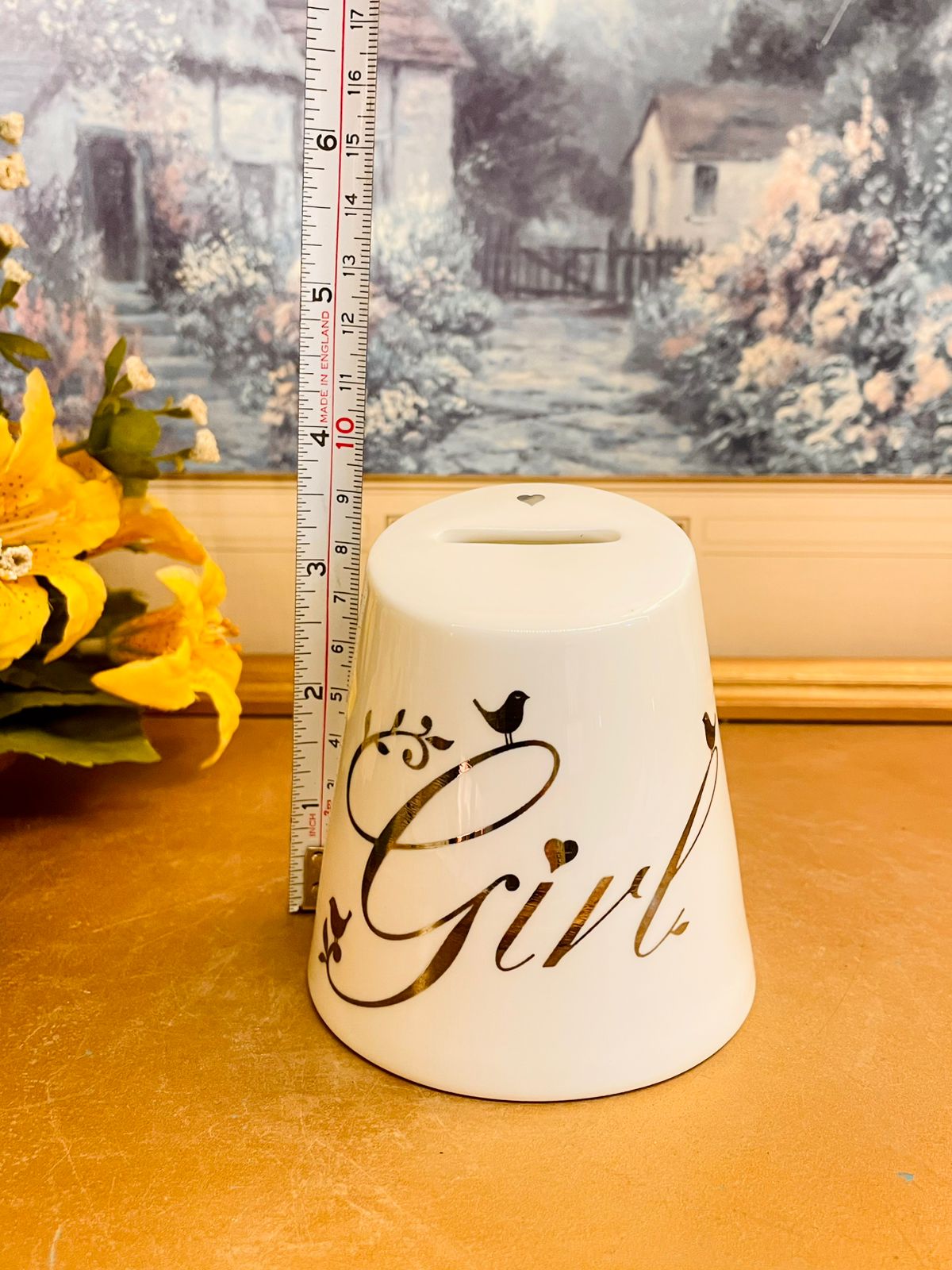 White Ceramic “Girl” Coin Bank Modern Decorative Money Bank