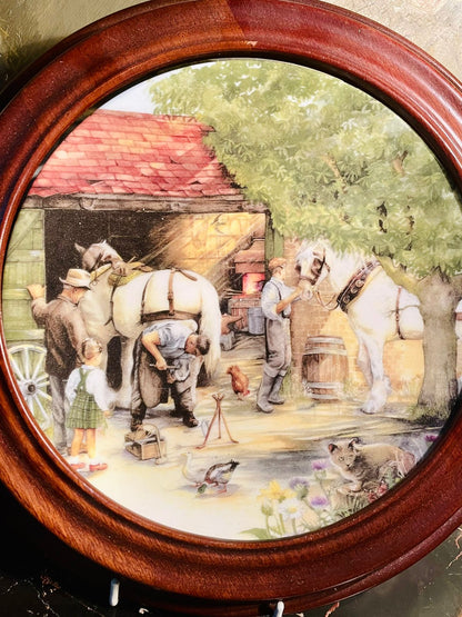 Vintage Royal Doulton Collector Plate "The Blacksmith" by Susan Neale – Limited Edition 1990 (with Wooden Frame) (26 cm)