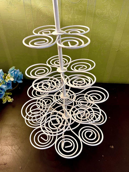 White Metal Cupcake Stand – Spiral Tiered Display Rack
