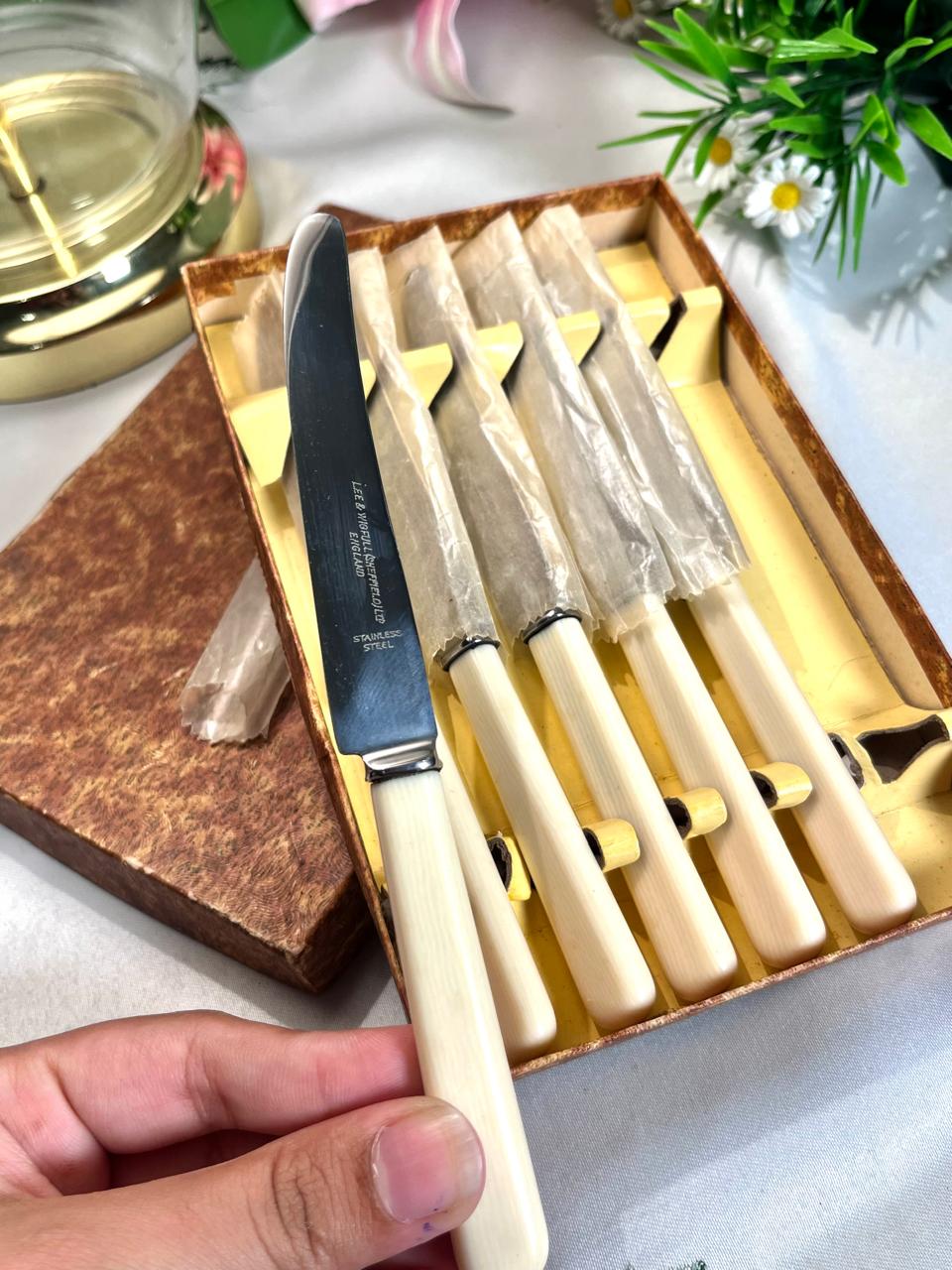 Boxed Silver-Tone Dessert Knives – 6 Pieces, 18 cm
