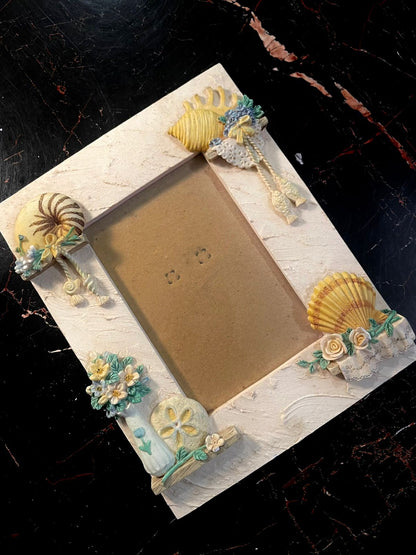 Vintage Coastal Shell Photo Frame Shabby Chic Decor