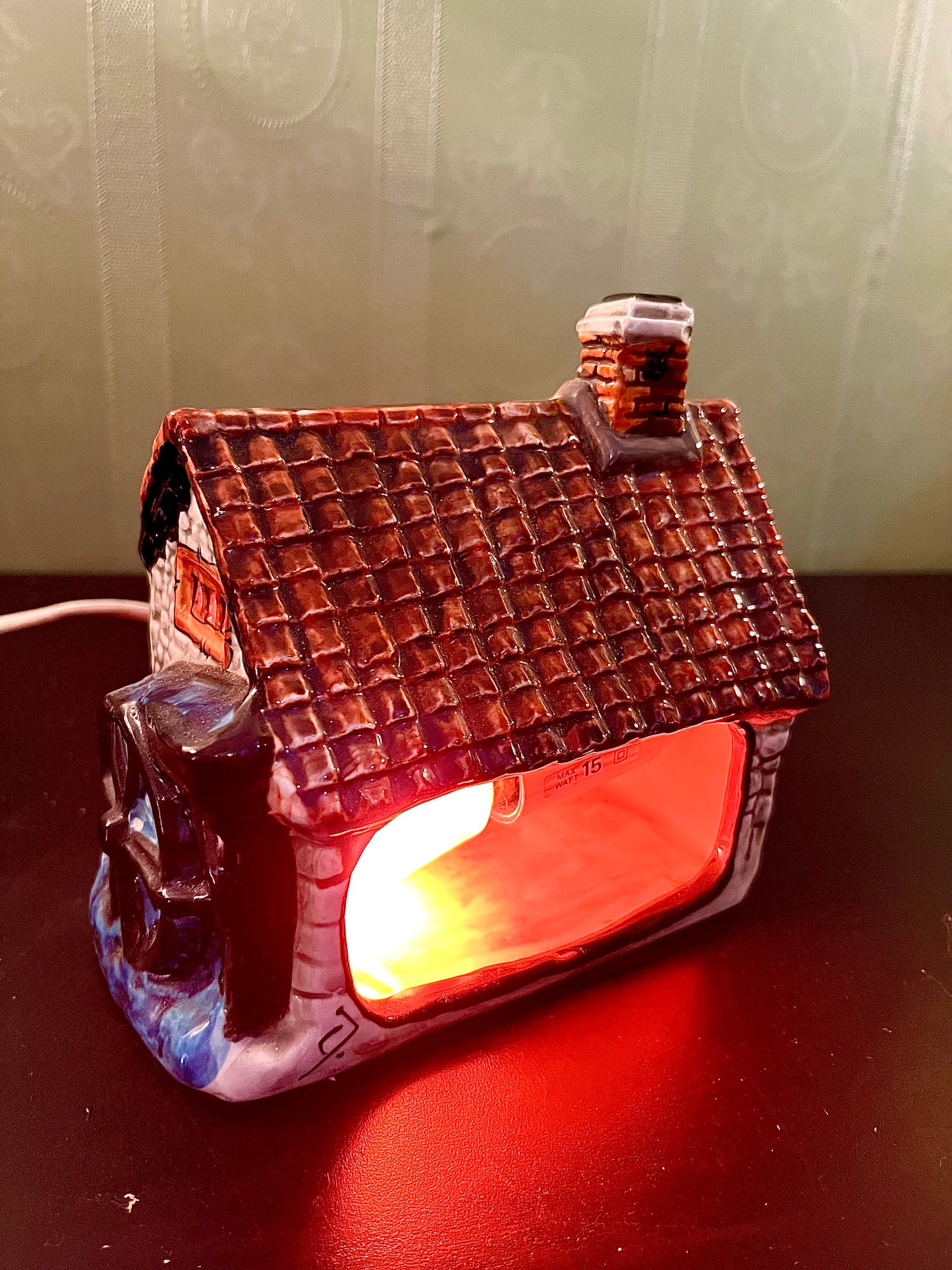 Ceramic Cottage House Night Light 6 Inch