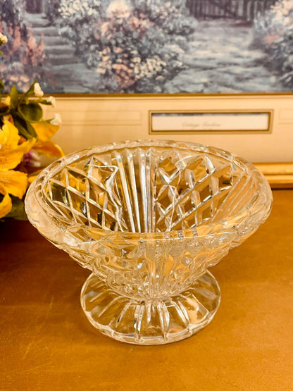 Vintage Cut Glass Pedestal – Elegant Serving Bowl