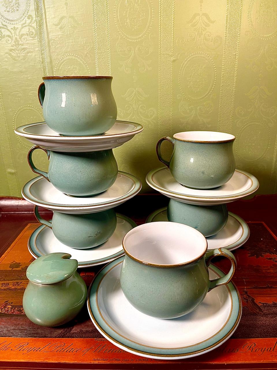 Vintage Denby Green Stoneware Tea Set | 13 Pieces | Made in England