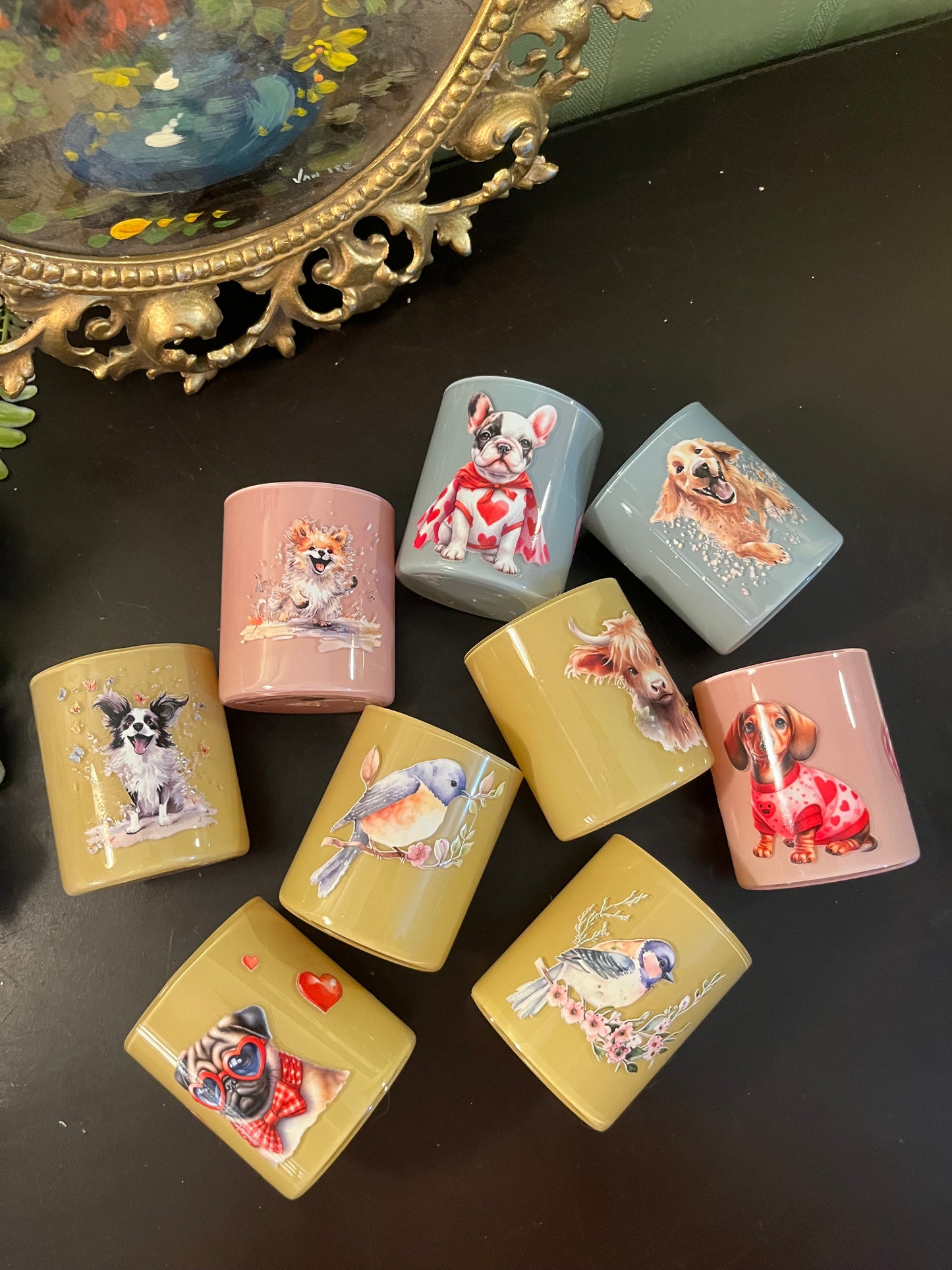 Set of 9 Cute Animal Ceramic Candle Cups / Mini Votive Holders