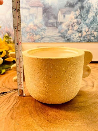 Vintage Rustic Baige  Planter with Artistic Handles