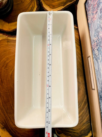 Vintage White Ceramic Loaf Baker | Textured Oven-to-Table Dish