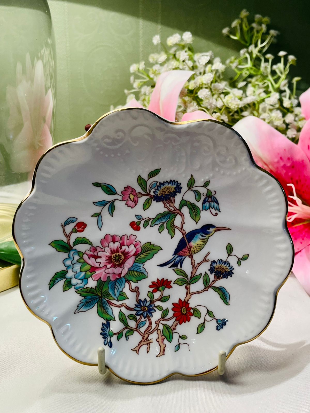 Aynsley Pembroke Fine Bone China Floral Bird Plate 13cm