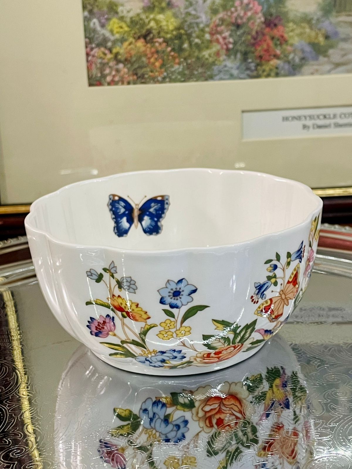 Aynsley, Cottage Garden Bowl, Fine Bone China, Variete Bowl, Vintage Bowl, Butterfly Floral China, Cottagecore Decor, Made in England, Collectible China, Snack Bowl, Floral Home Styling, Tea Table Accessories