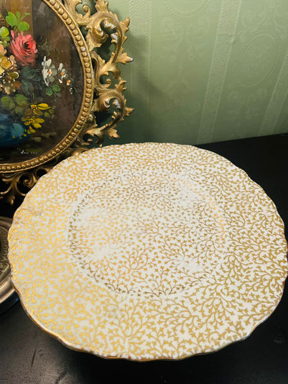 Crown Regent Bone China Gold Chintz Cake Plater England
