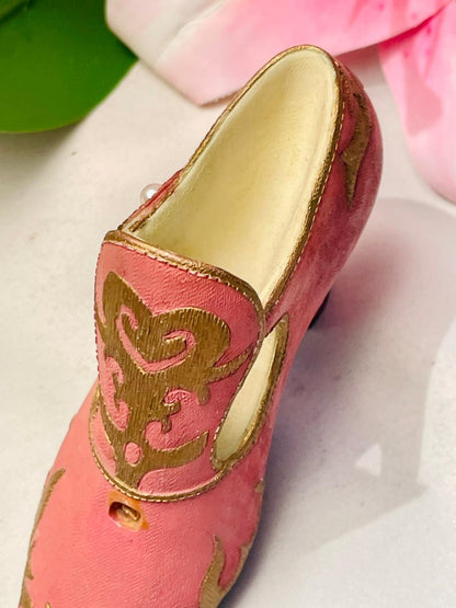 Pink & Gold Ornate Miniature Shoe Decor 4.5 in