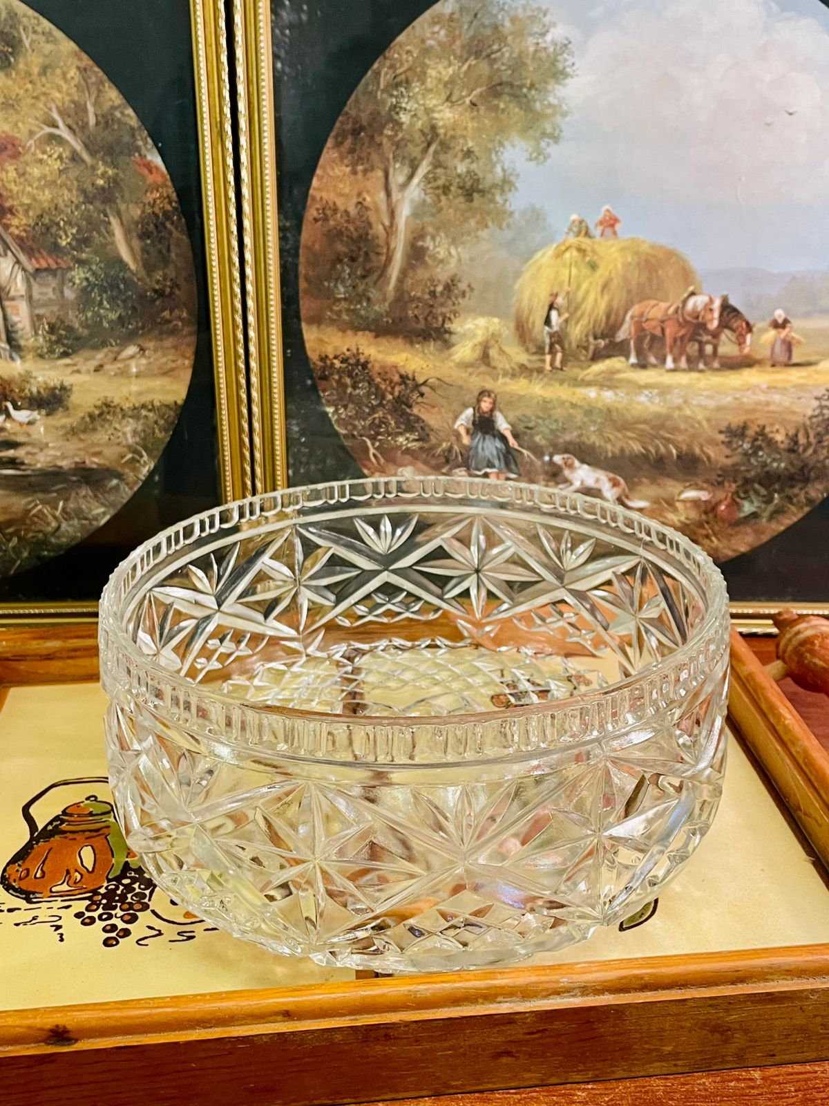 Large Cut Crystal Large Serving Bowl – Diamond & Star Patterna