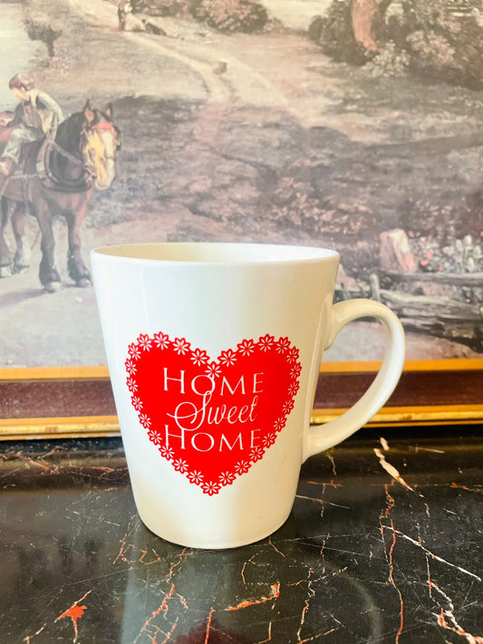 home sweet home mug, ceramic porcelain mug, cozy mug pakistan, cottage kitchen mug, quote mug, warm home gift, tea mug for home, family mug, farmhouse style mug, neutral mugs decor, sunset kitchen mugs