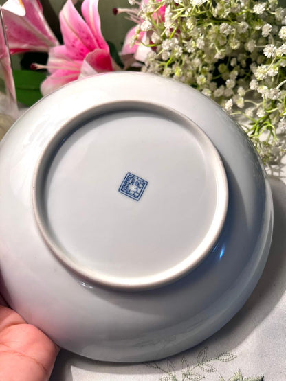 Blue & White Floral Porcelain Serving Bowl – 19 cm