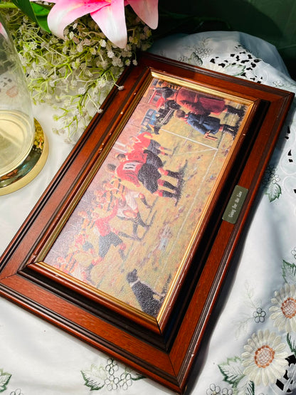 Rugby Match Framed Print Brown Frame Approx. 38 cm