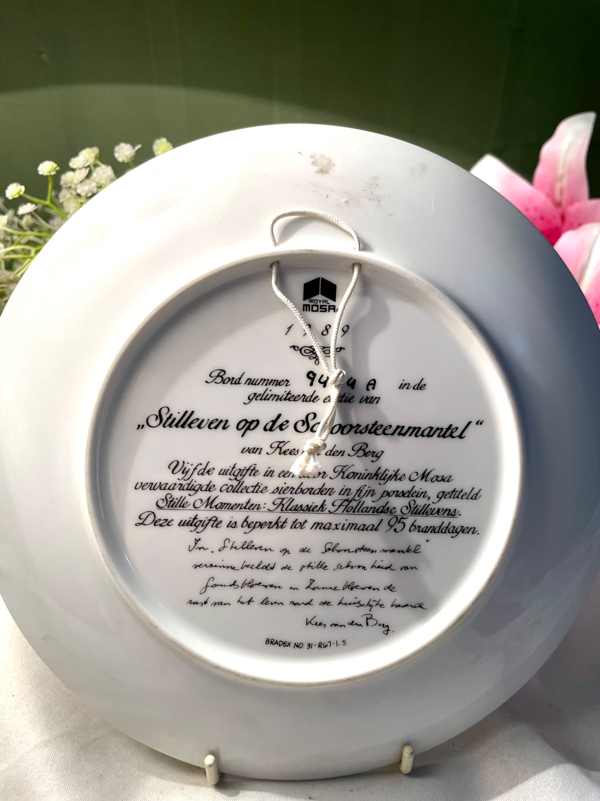 Royal Mosa Still Life Floral Decorative Plate – 8 in