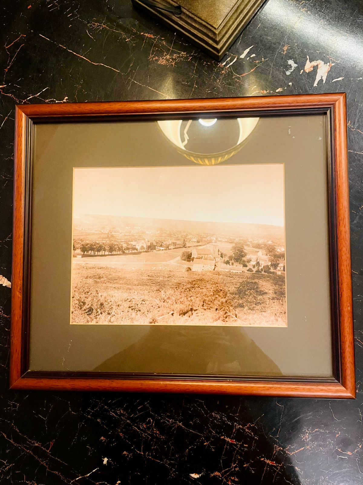 Vintage Sepia Landscape Framed Art Frame Water color Painting