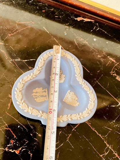 Wedgwood Jasperware Trefoil Trinket Dish – Blue & White, England