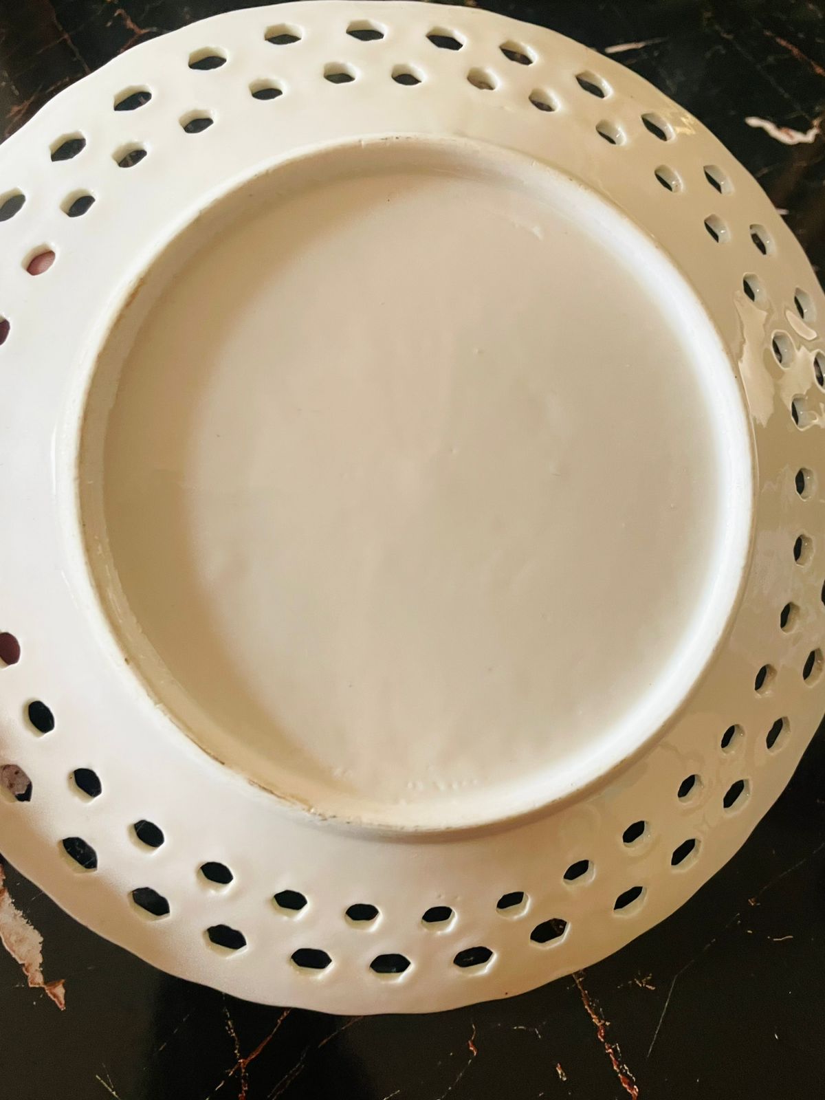 Vintage Reticulated Porcelain Plate – “Children on the Wall” English Countryside Scene