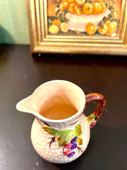 Vintage Grape Relief Ceramic Creamer Jug – 4 Inch