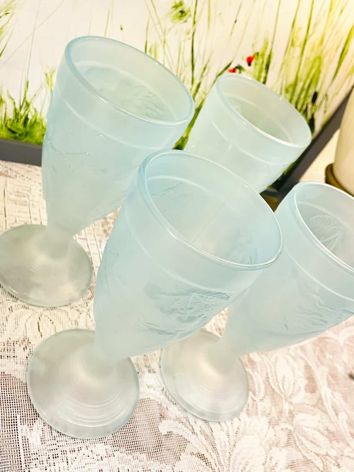 Frosted Crystal 3D Fruit Goblets Set of 4