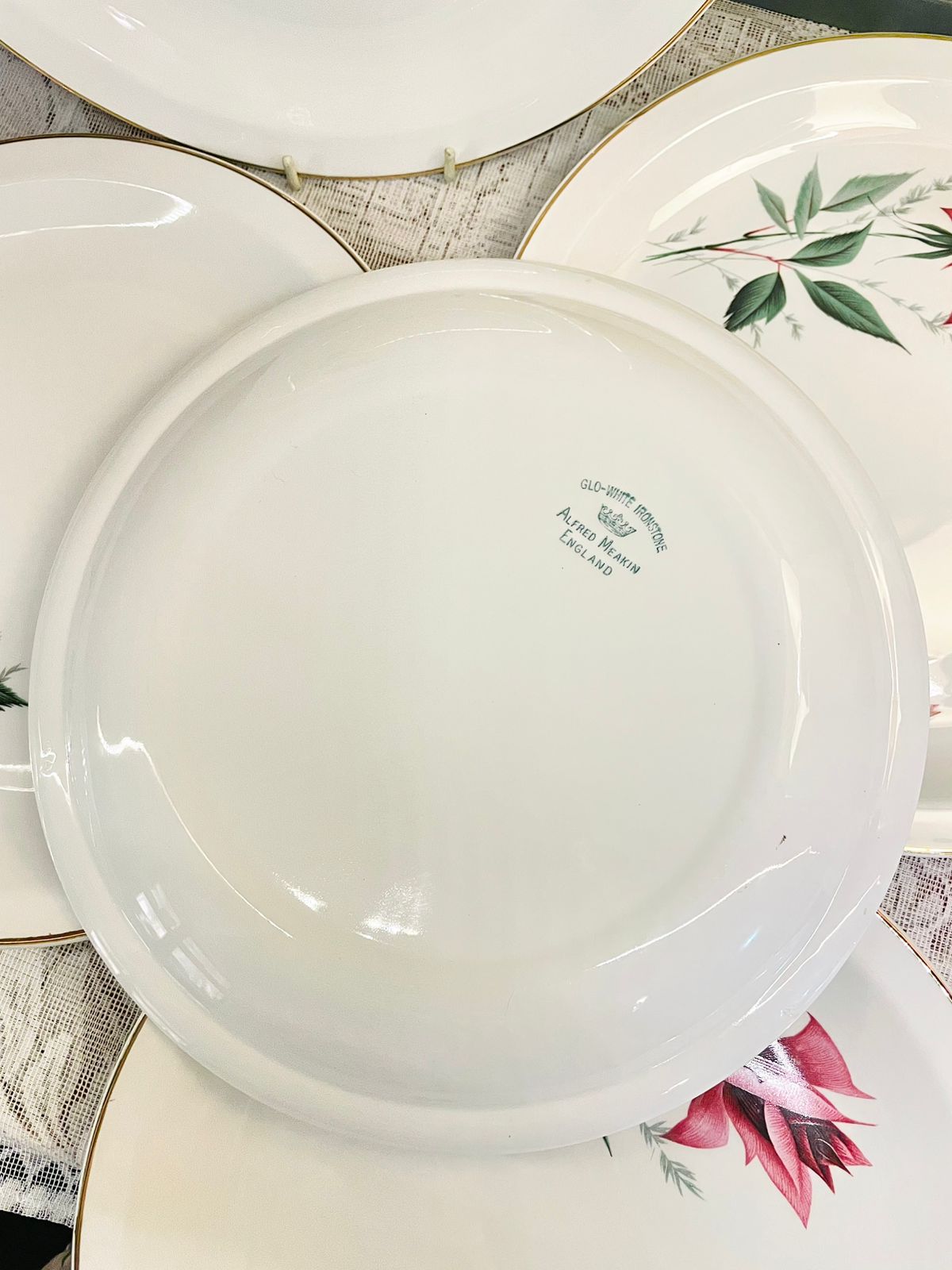 Vintage Alfred Meakin Rose Dinner Plates Set of 5