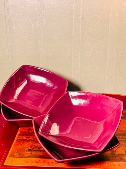 Dunelm Magenta Pink Square Ceramic Bowls 7 Inch – Set of 4