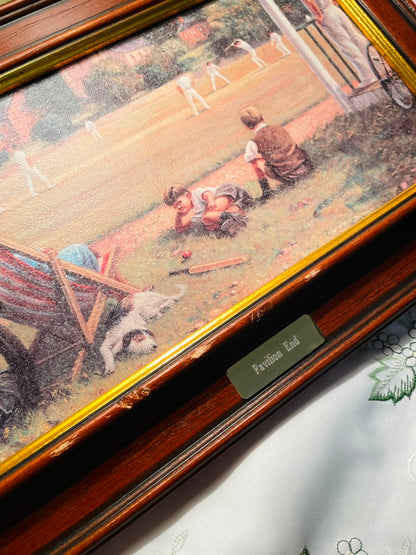 Pavilion End Cricket Framed Print Brown Frame Approx. 38 cm