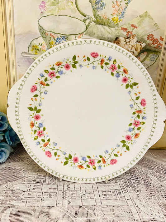 Vintage Paragon Cake Platter | Floral Anastasia Design | Gold Trim