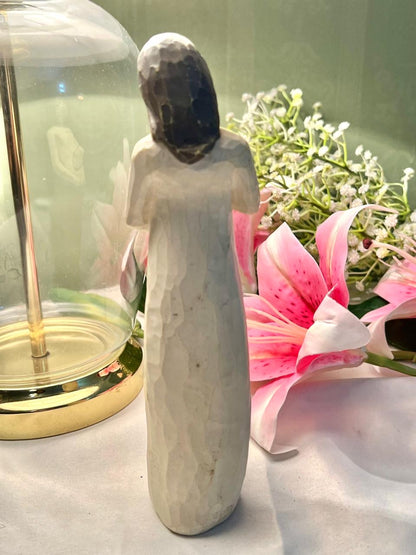 Standing Woman Figurine Neutral Sculptural Decor 20cm