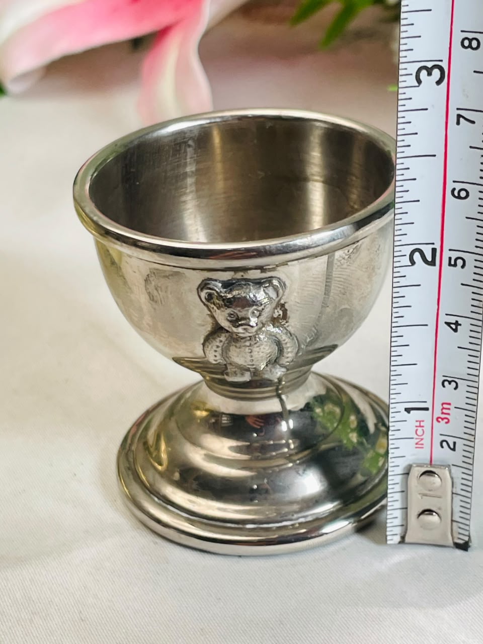 Silver-Tone Teddy Bear Egg Cup – 6 cm