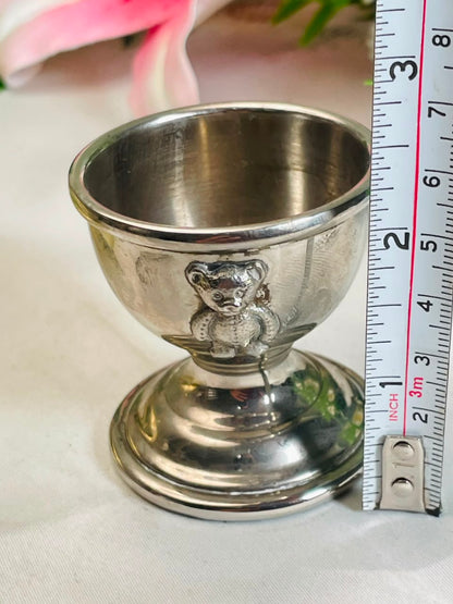 Silver-Tone Teddy Bear Egg Cup – 6 cm