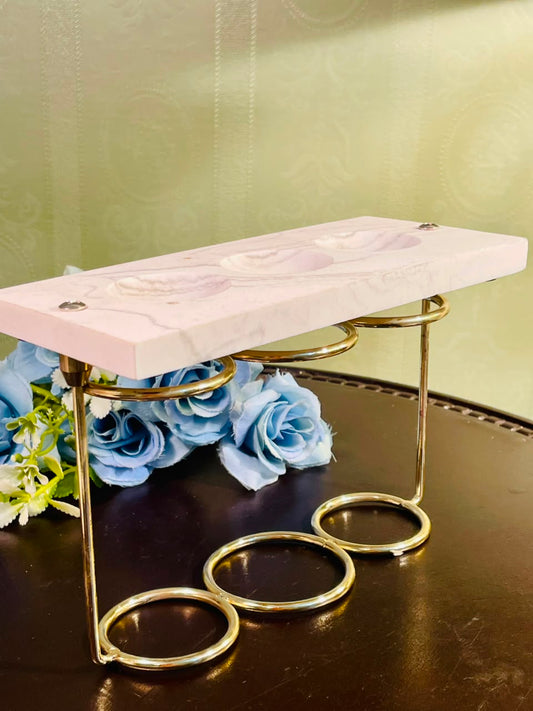Marble Effect Triple Tealight Candle Holder 18cm