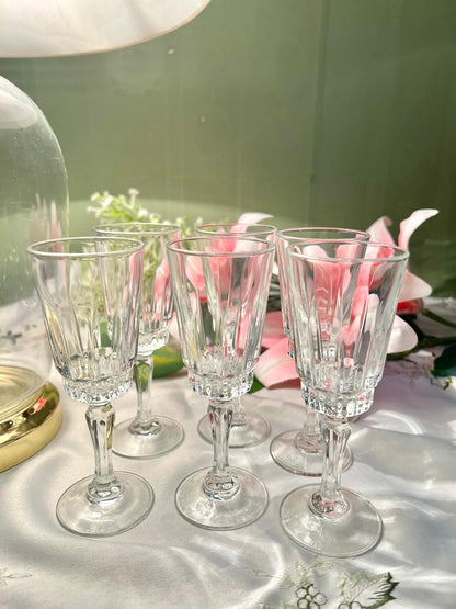 Vintage Clear Crystal Stemmed Glasses Set of 6 – 6 Inch