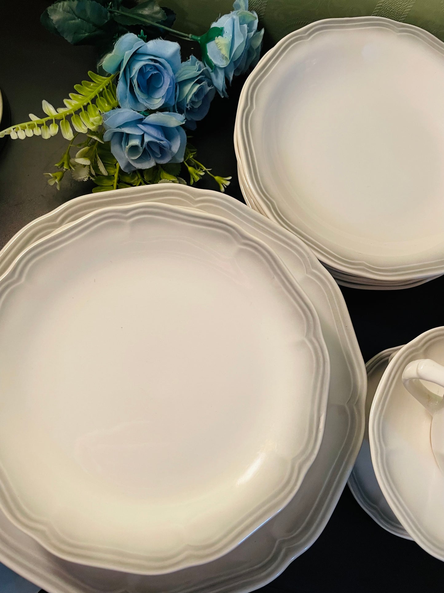 Vitramik Oxford Grey Rim Dinnerware Set For Six