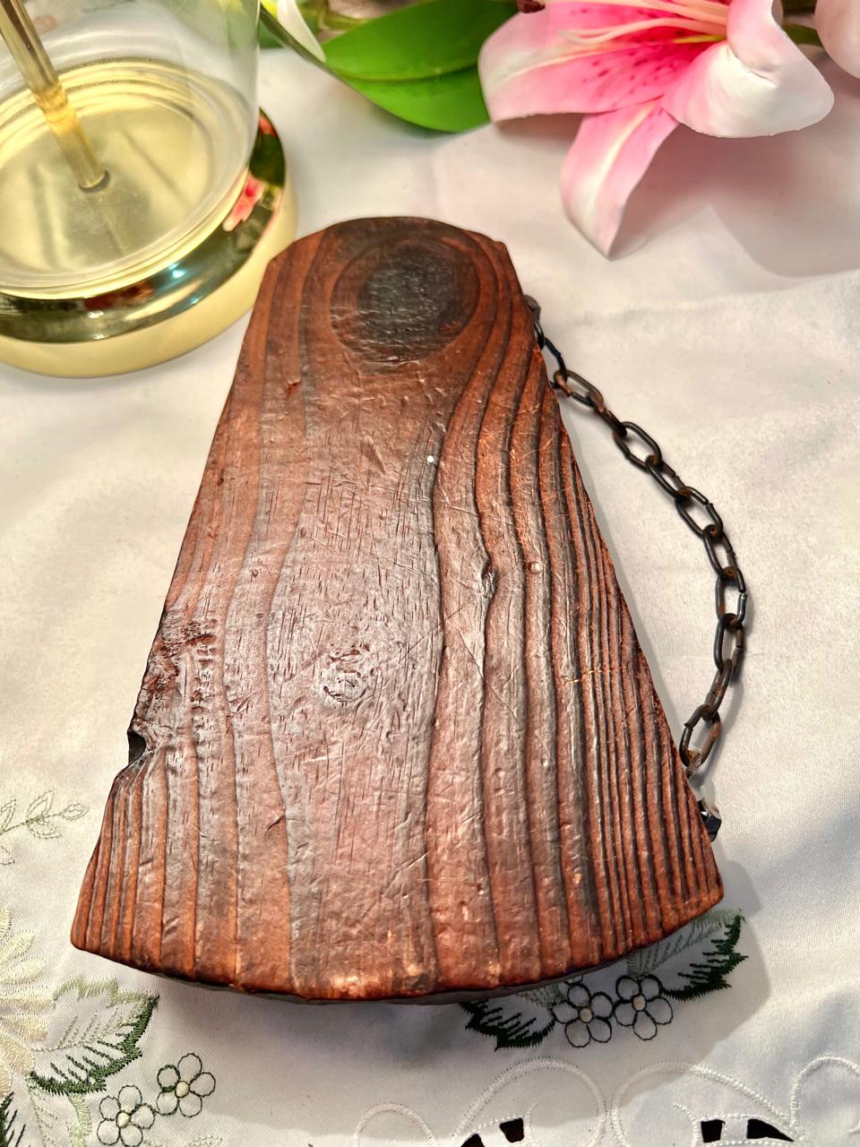Vintage Wood Wall Plaque Dried Floral Display & Dial 22 cm